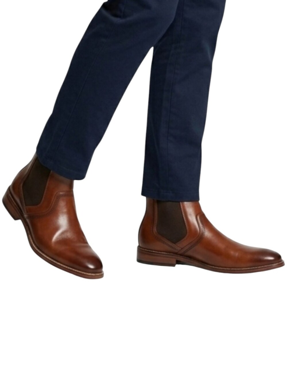 Stacy Adams Men's Cognac Leather Chelsea Boots - Size 11.5 M